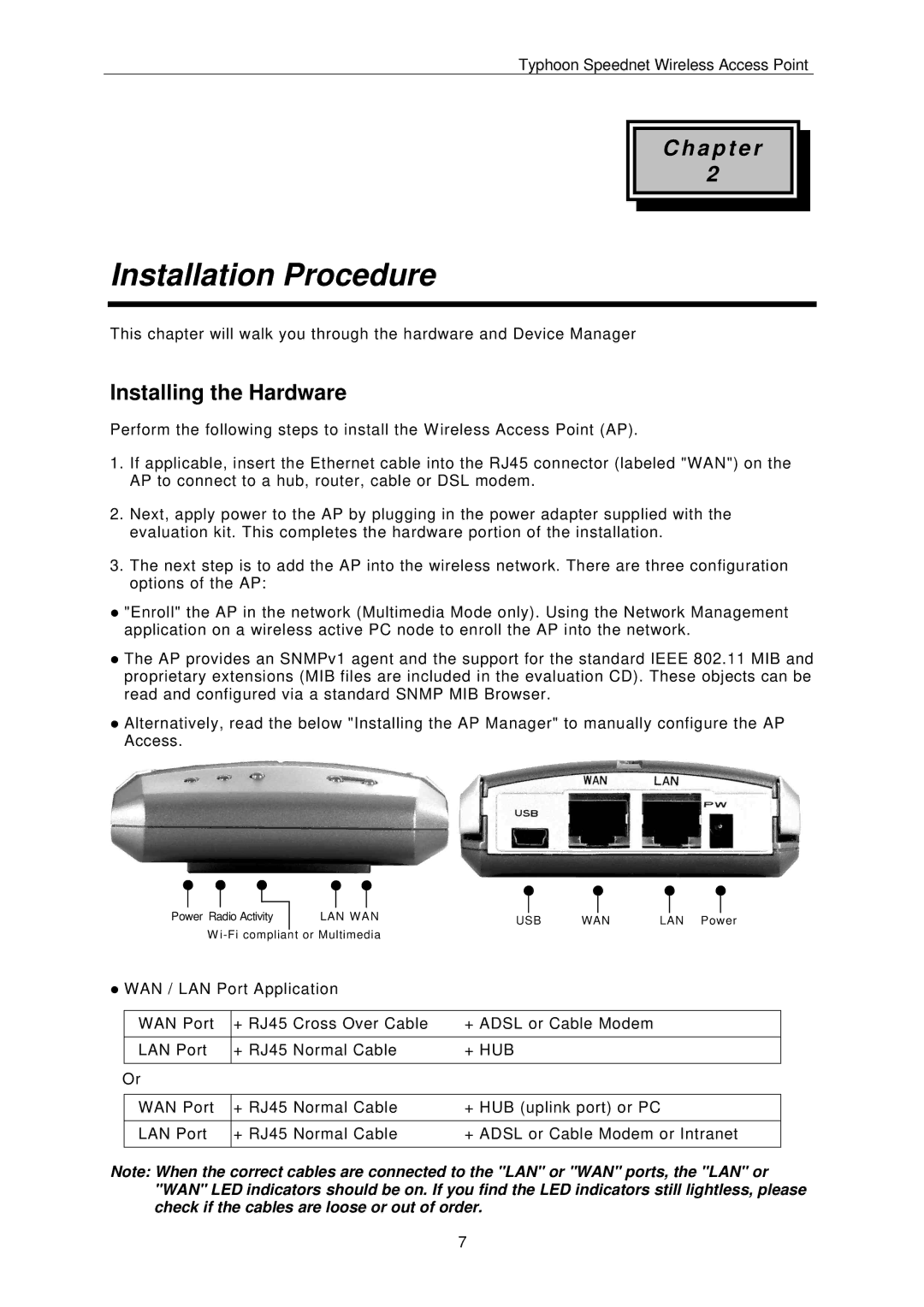 ANUBIS Wireless Access Point instruction manual Installation Procedure, Installing the Hardware 