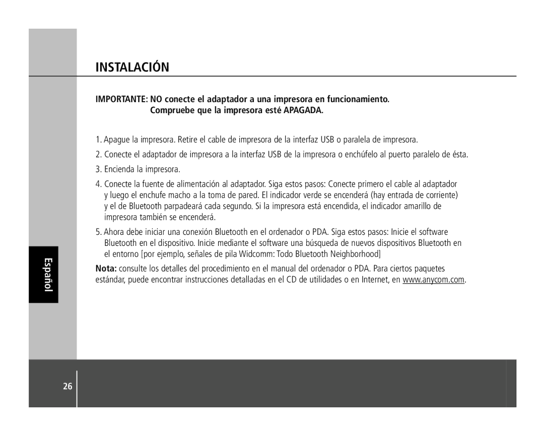 Anycom PM-400 quick start Instalación 