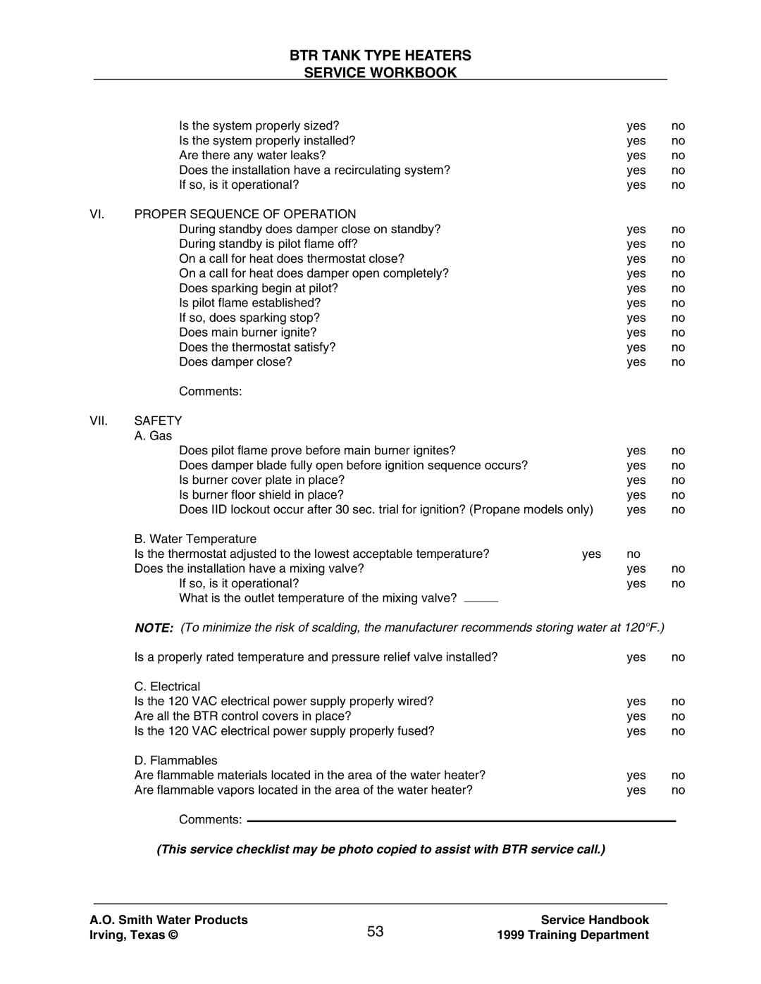 A.O. Smith 120 trough 500 manual Proper Sequence of Operation 