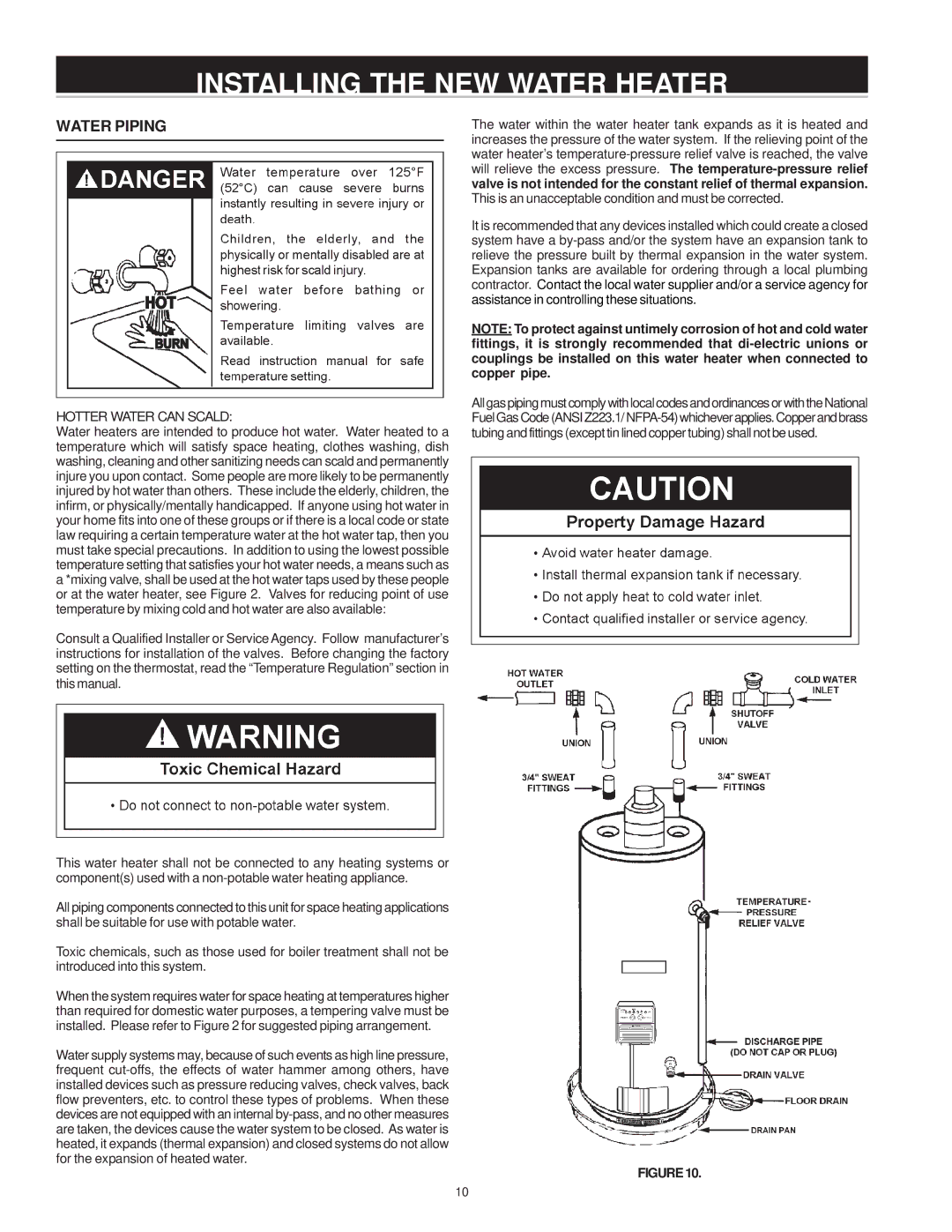 A.O. Smith 185363-001 instruction manual Installing the NEW Water Heater, Water Piping, Hotter Water can Scald 