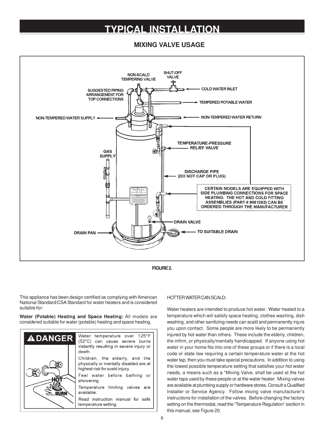 A.O. Smith 185363-001 instruction manual Mixing Valve Usage, Hotterwatercanscald 