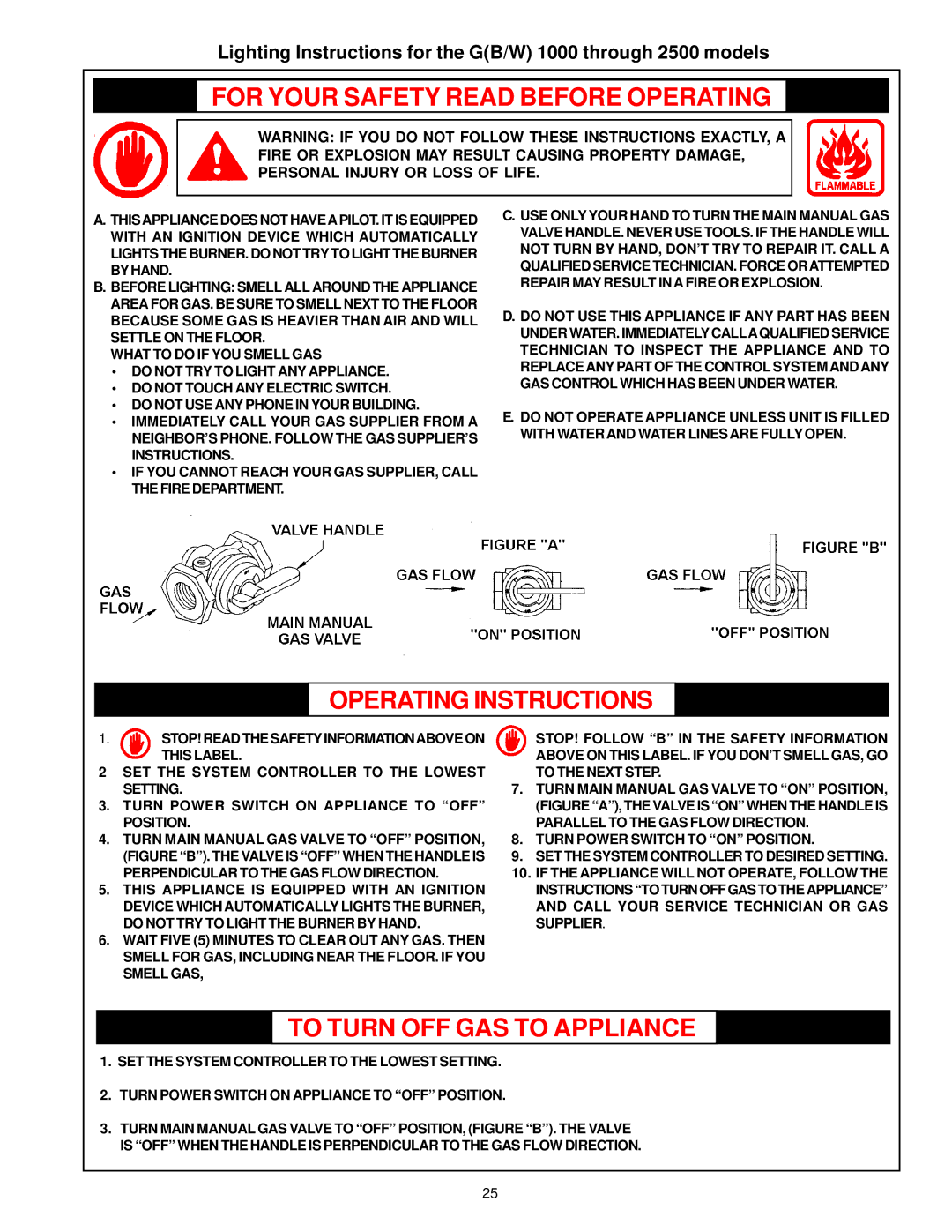 A.O. Smith 201, 200, 2500, 2100, 1850, 1300, 1500, 1000 instruction manual For Your Safety Read Before Operating 