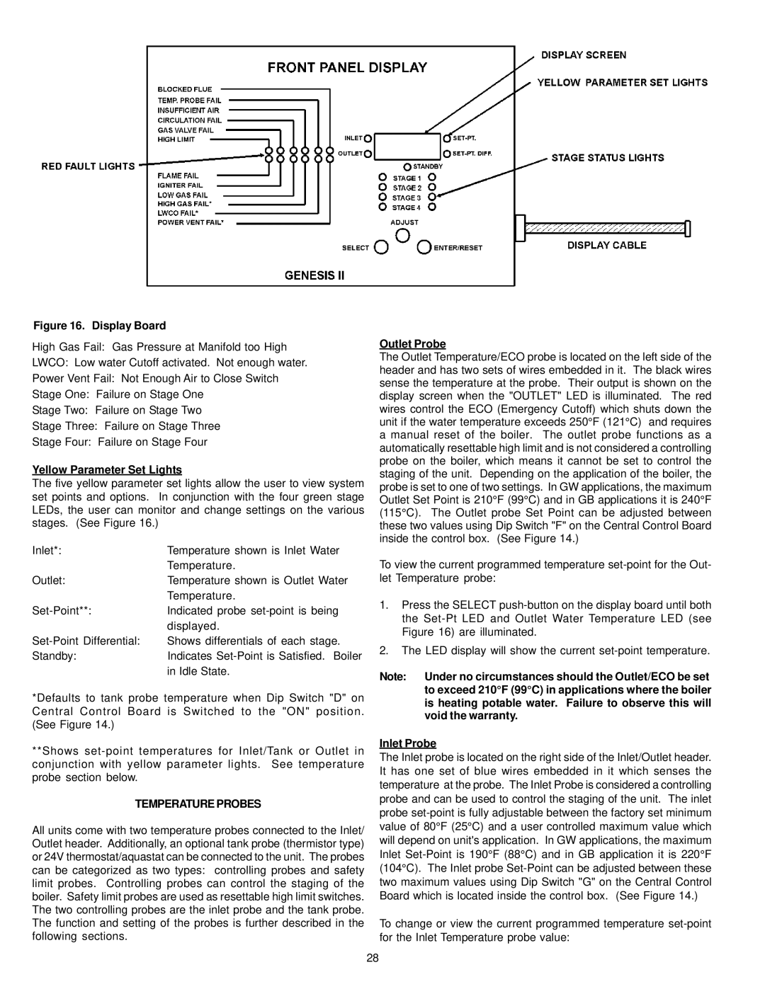 A.O. Smith 1850, 200, 201, 2500, 2100, 1300, 1500 Yellow Parameter Set Lights, Temperature Probes, Outlet Probe, Inlet Probe 