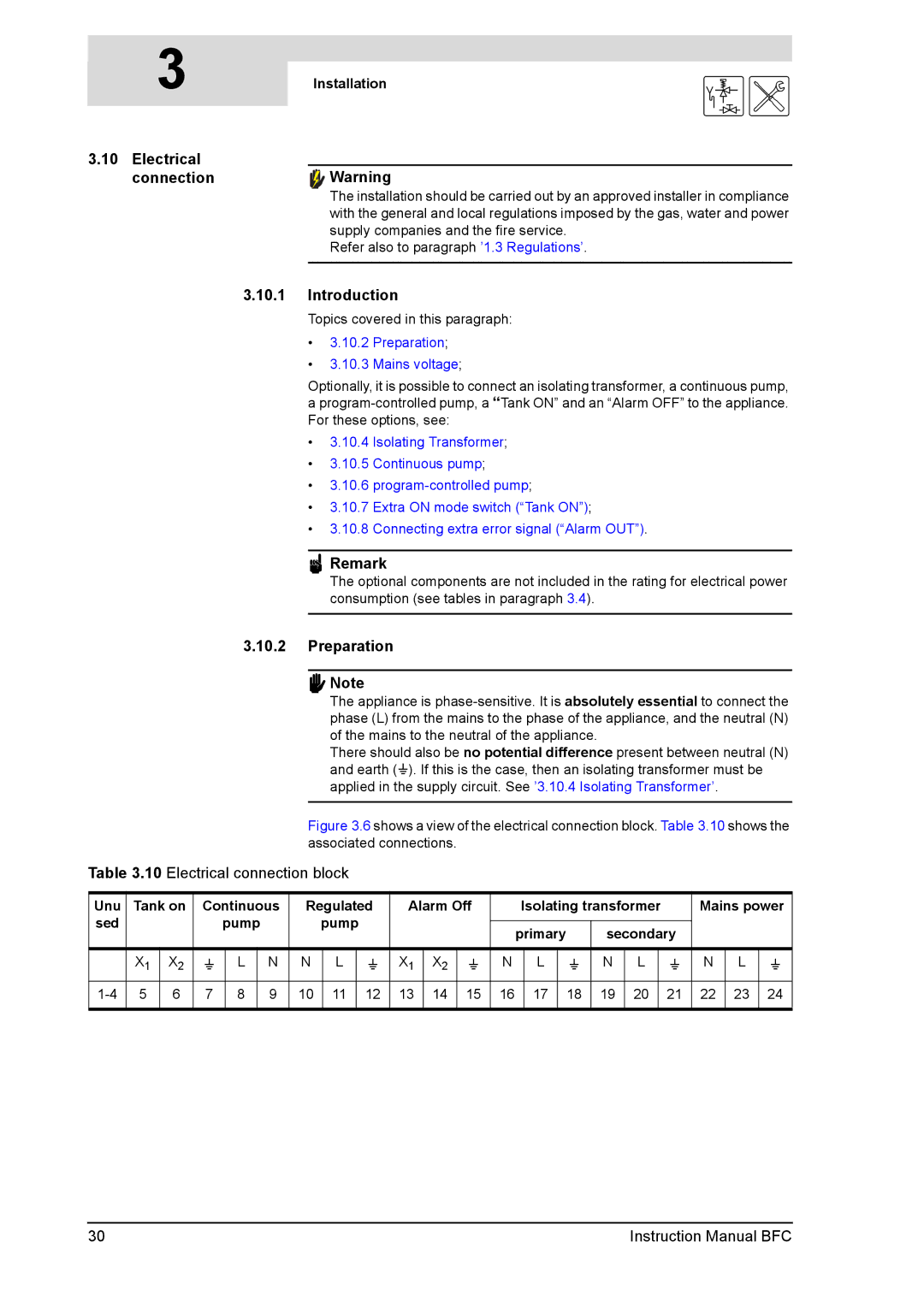 A.O. Smith 28 30 50 60 service manual Electrical connection, Preparation Mains voltage 