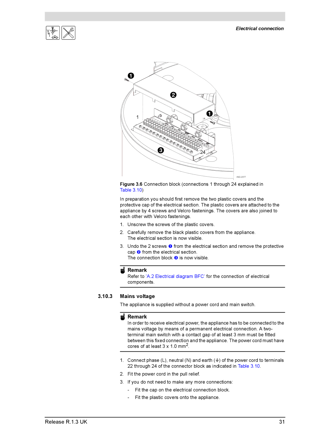 A.O. Smith 28 30 50 60 service manual Mains voltage, Electrical connection 