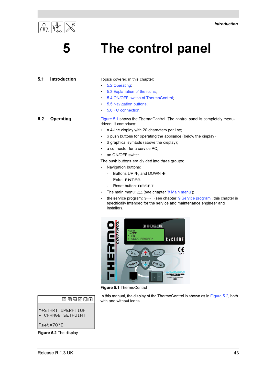 A.O. Smith 28 30 50 60 service manual Control panel, Introduction Operating 