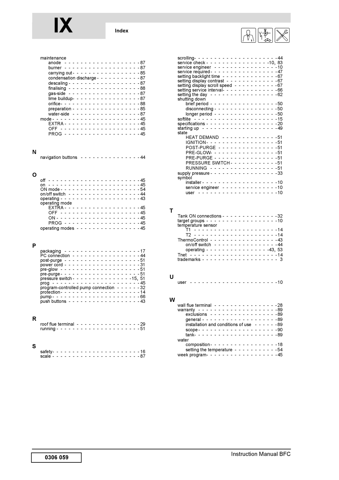 A.O. Smith 28 30 50 60 service manual 0306, IX Index 