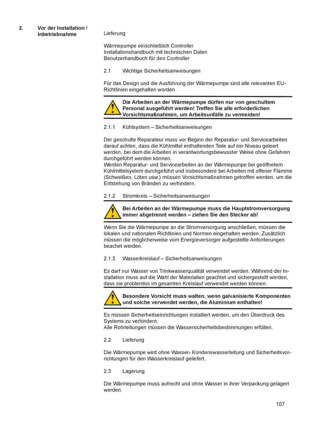 A.O. Smith 290 service manual Vor der Installation / Inbetriebnahme 