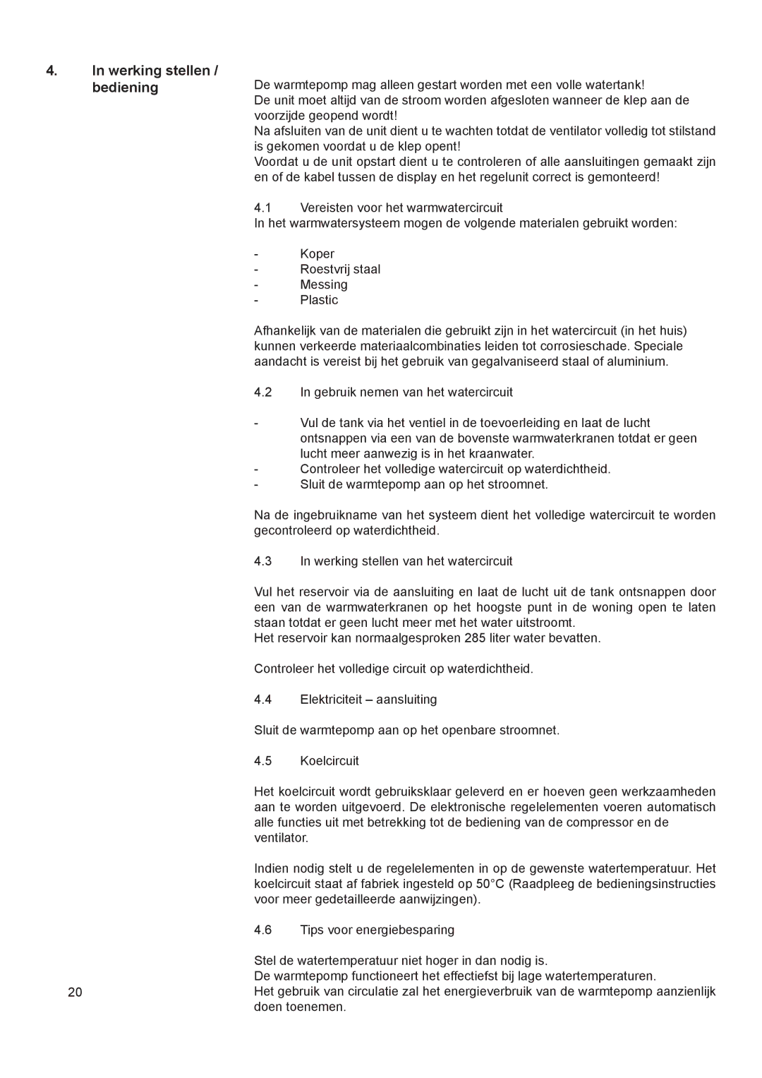 A.O. Smith 290 service manual Werking stellen / bediening 