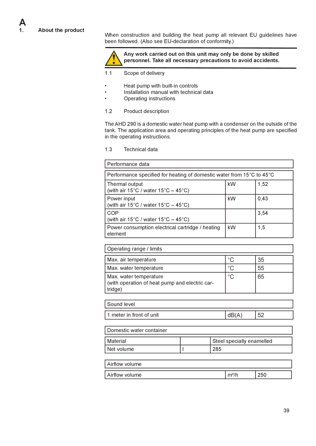 A.O. Smith 290 service manual Dba, About the product 