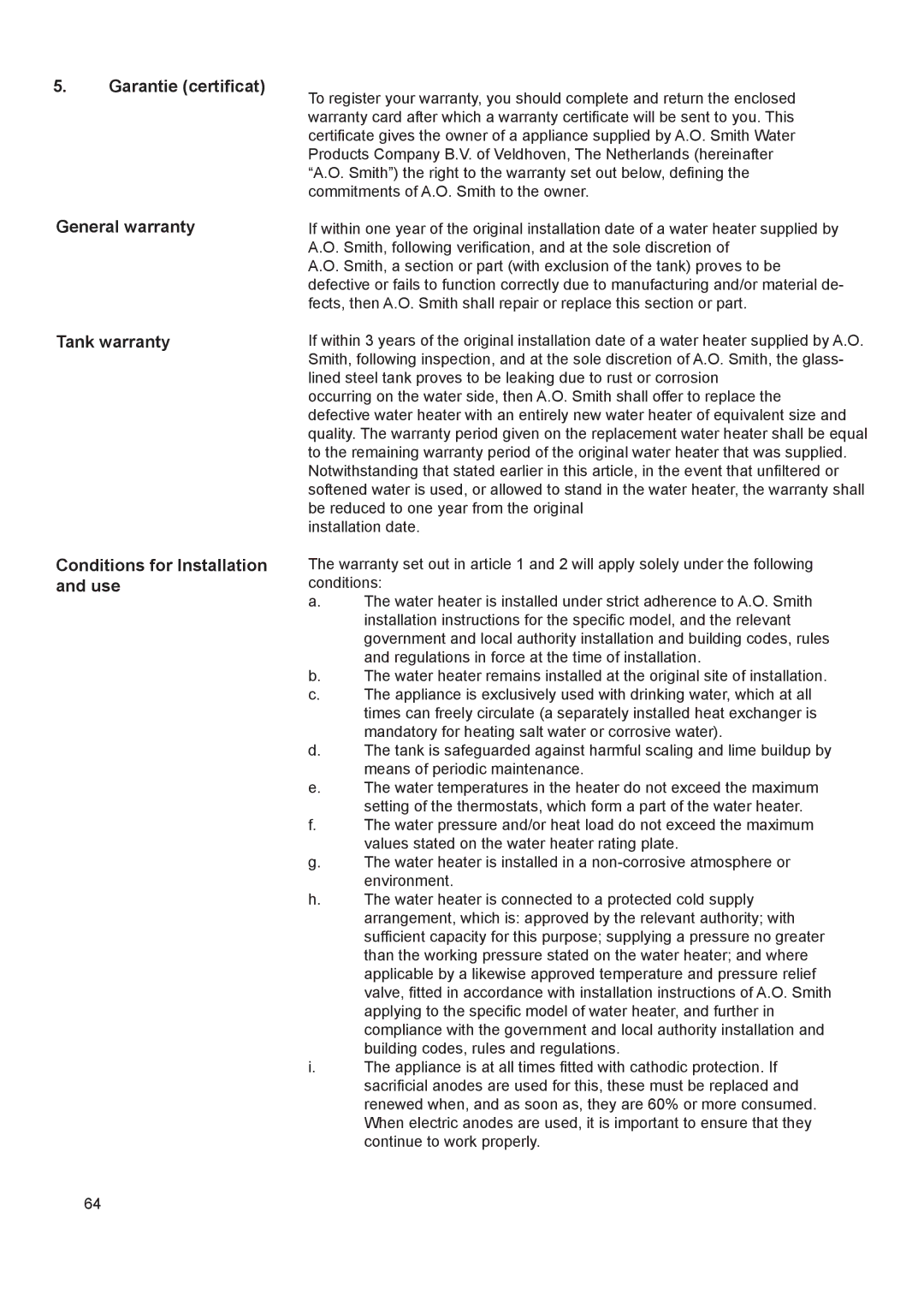 A.O. Smith 290 service manual 