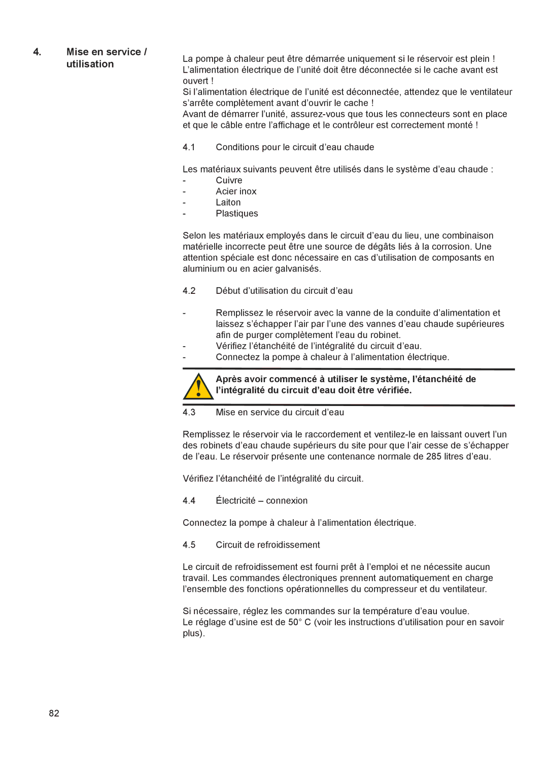 A.O. Smith 290 service manual Mise en service / utilisation 