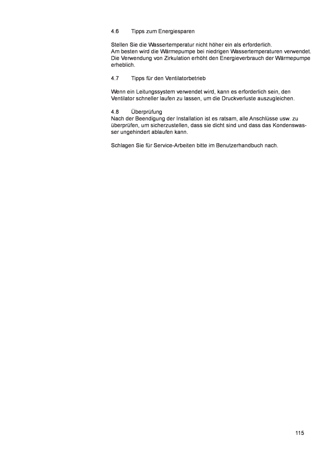 A.O. Smith 290 service manual 4.6Tipps zum Energiesparen, 4.7Tipps für den Ventilatorbetrieb, 4.8Überprüfung 