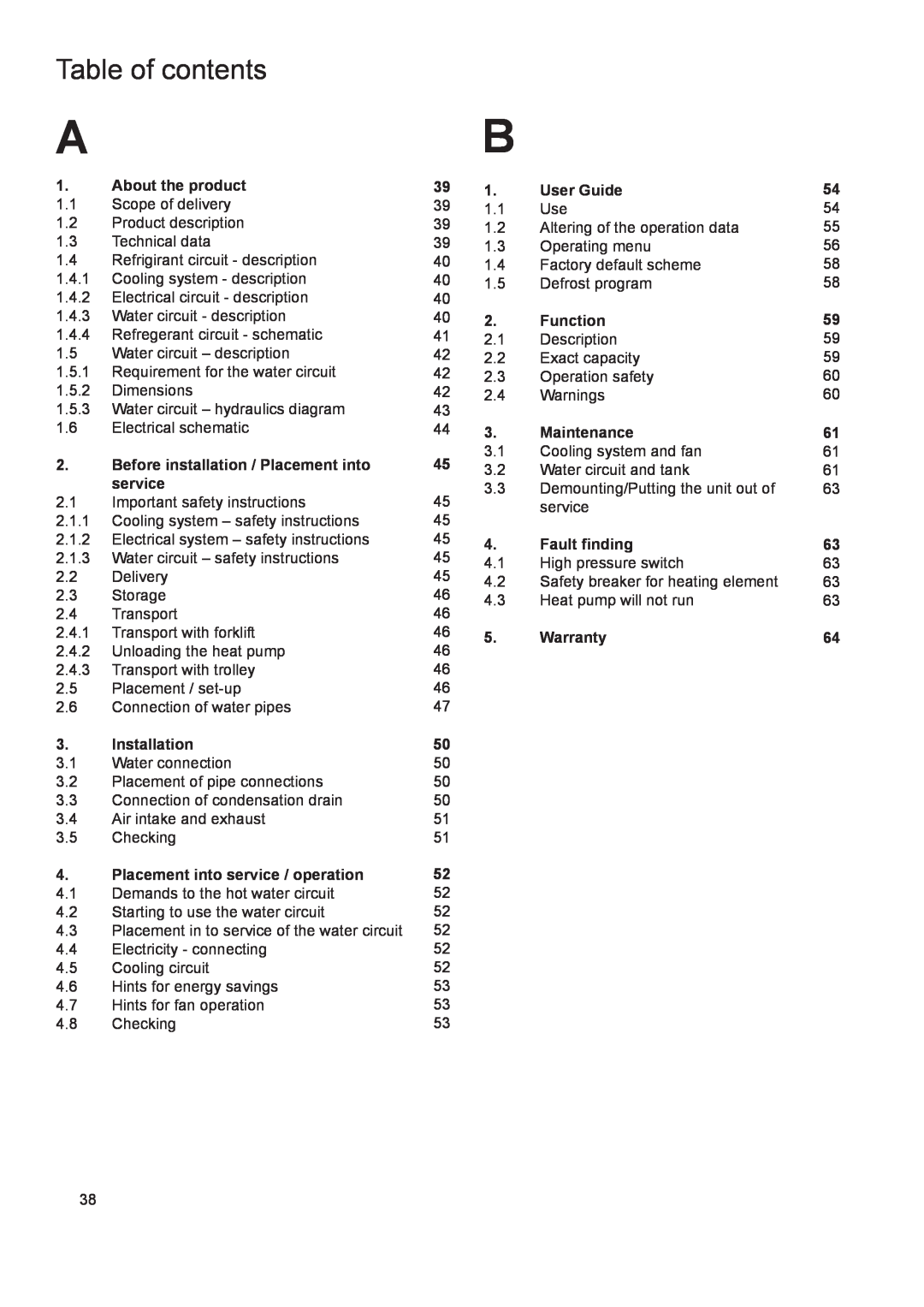 A.O. Smith 290 service manual Table of contents 