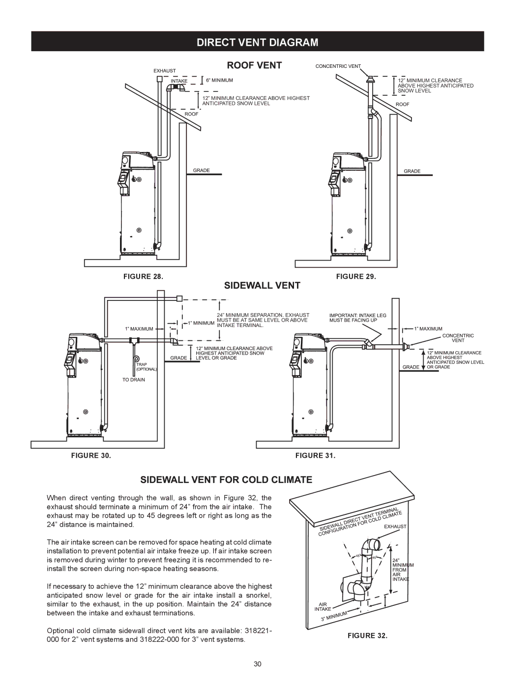 A.O. Smith 317443-000, 100 Power Vent DV Series 120 instruction manual Direct vent diagram 