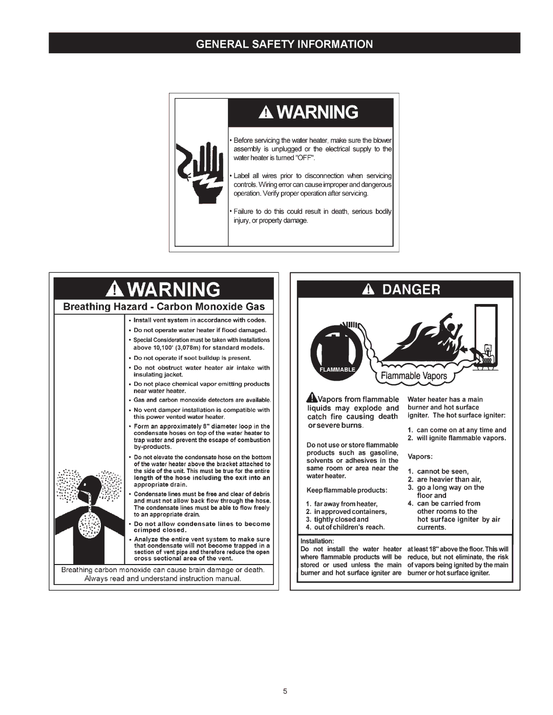 A.O. Smith 100 Power Vent DV Series 120, 317443-000 instruction manual General safety information 