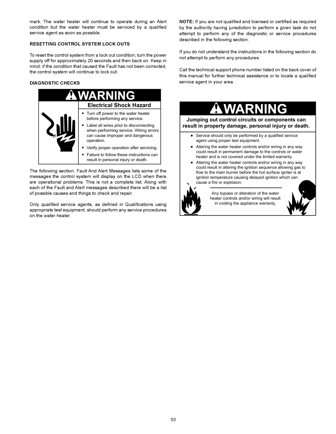 A.O. Smith 100 Power Vent DV Series 120, 317443-000 instruction manual Resetting Control System Lock Outs, Diagnostic Checks 