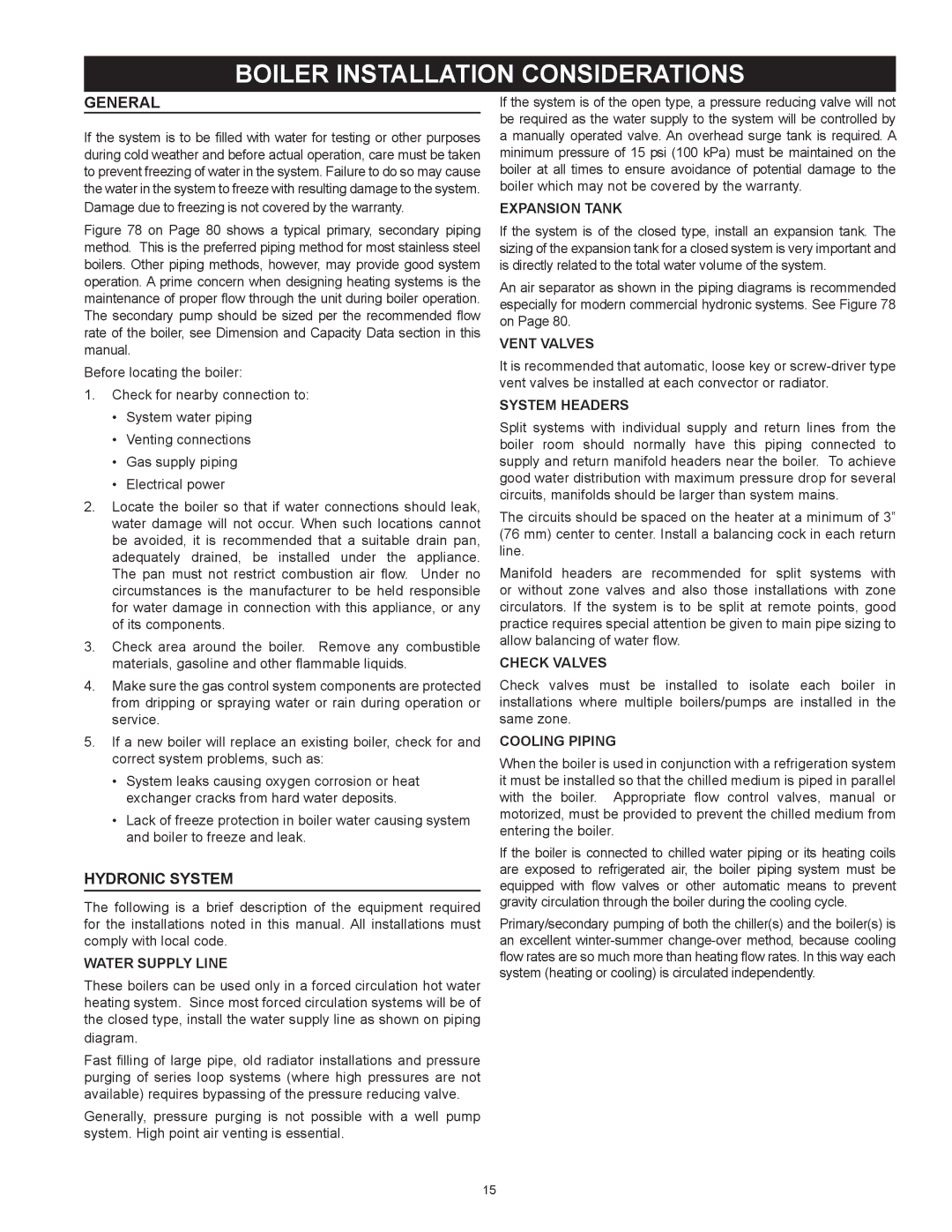 A.O. Smith 2000, 3400, 2600, 1700 instruction manual Boiler Installation Considerations, General, Hydronic System 