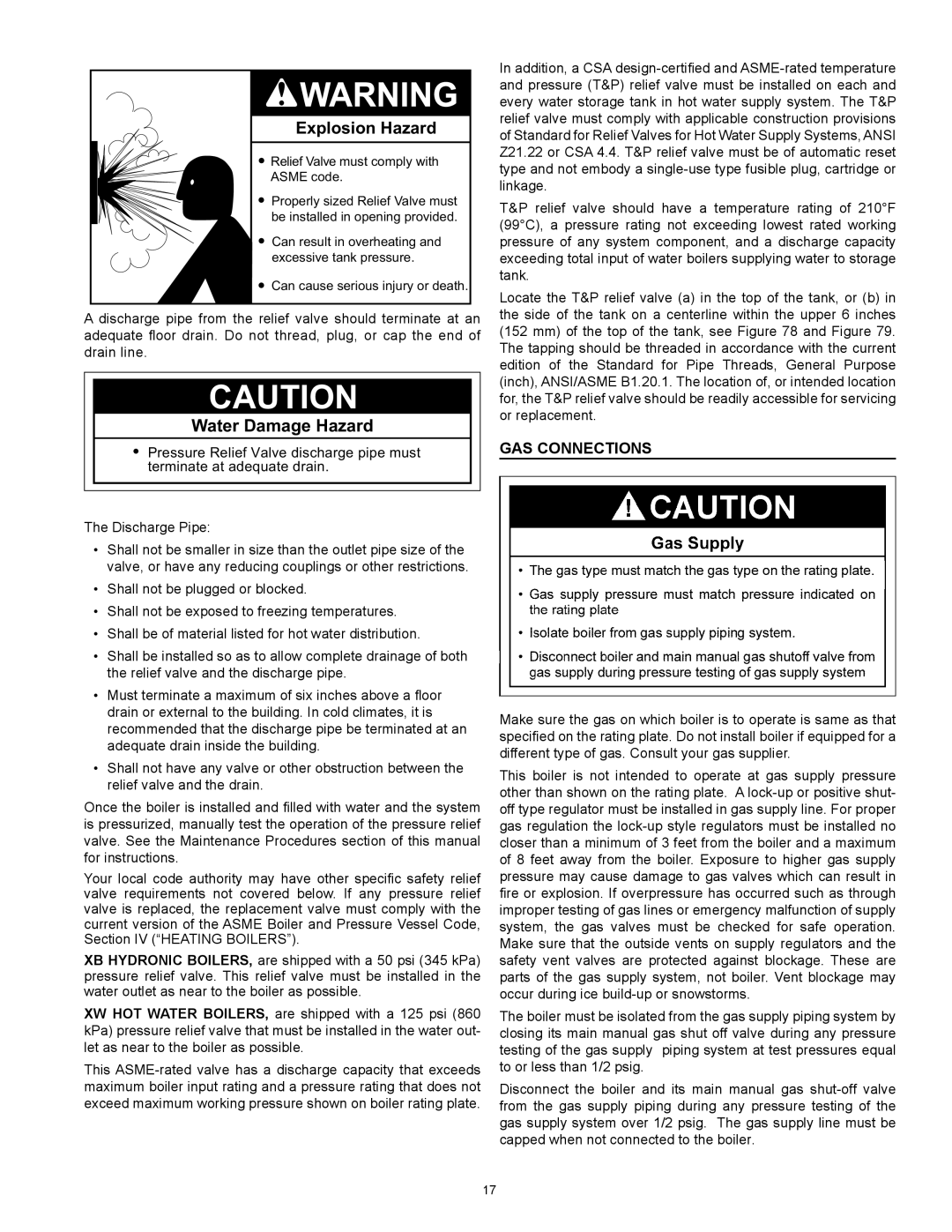 A.O. Smith 2600, 3400, 1700, 2000 instruction manual Explosion Hazard, GAS Connections 