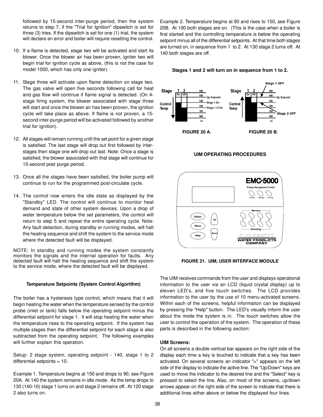 A.O. Smith 401, 400, 402 Temperature Setpoints System Control Algorithm, Stages 1 and 2 will turn on in sequence from 1 to 