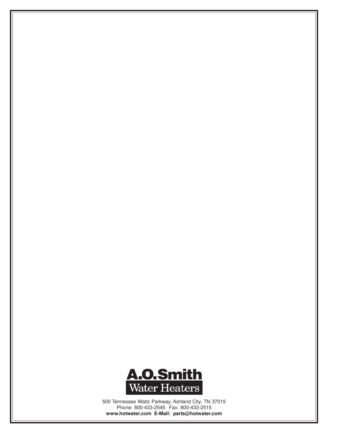 A.O. Smith 400 Series, 405 Series manual 