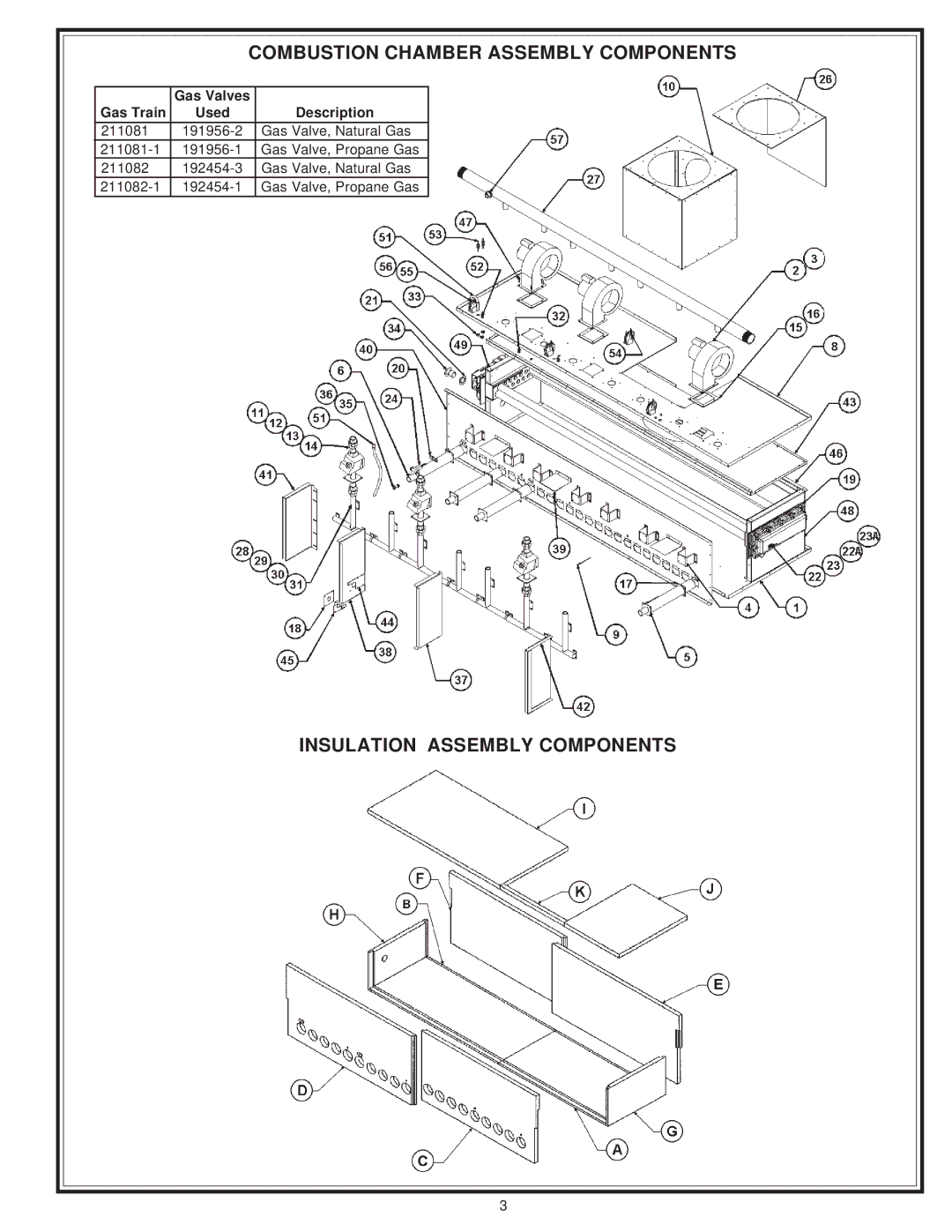 A.O. Smith 405 Series, 400 Series manual Combustion Chamber Assembly Components, Insulation Assembly Components 