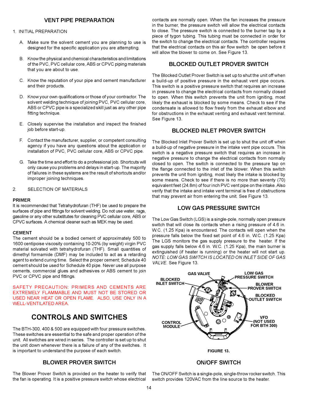 A.O. Smith 500A, 300A warranty Controls and Switches 