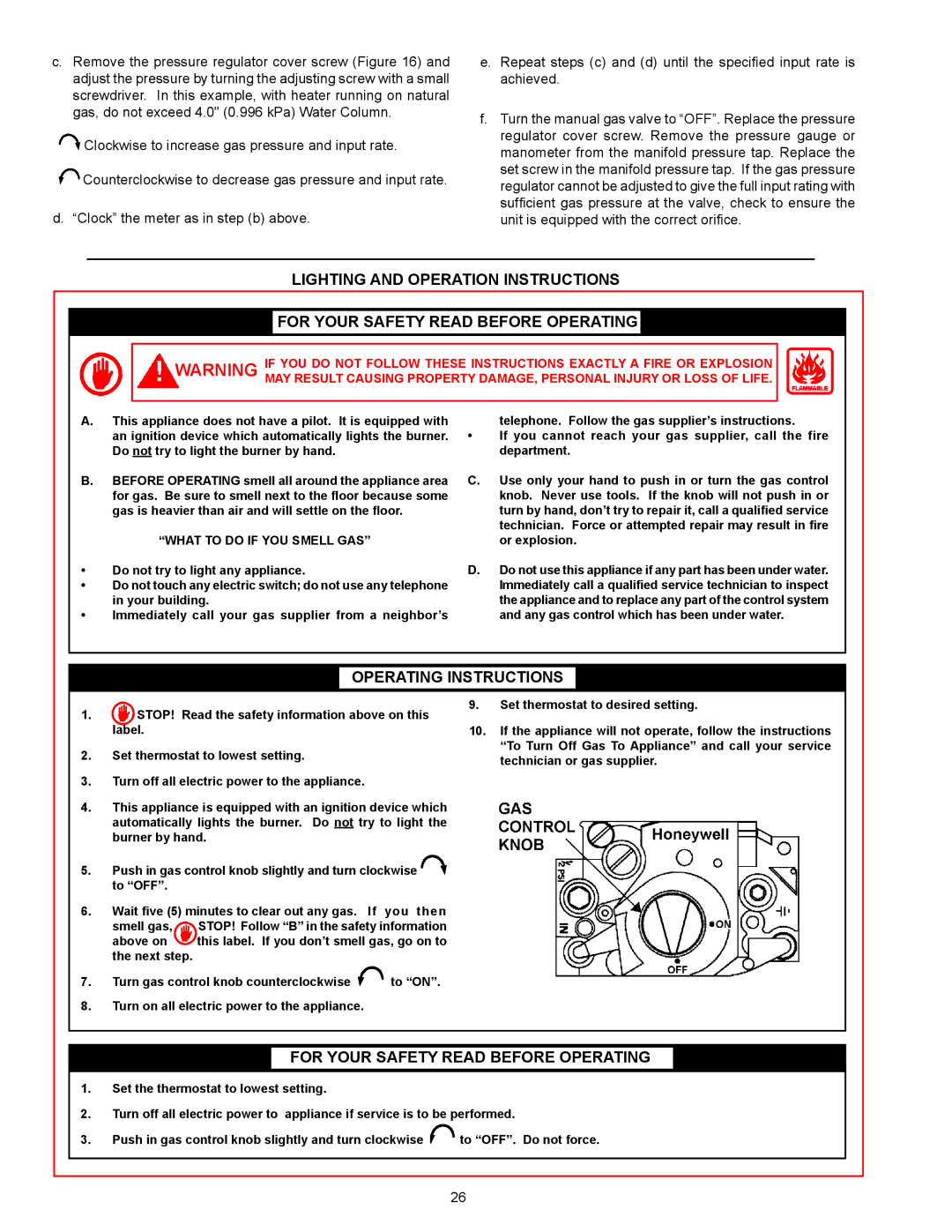 A.O. Smith 500A, 300A warranty Operating Instructions 