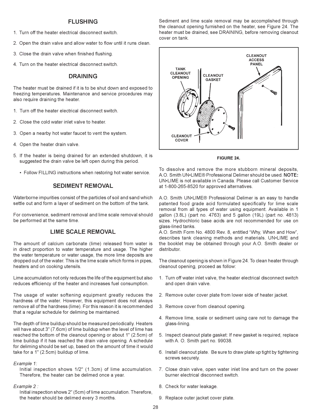 A.O. Smith 500A, 300A warranty Flushing, Draining, Sediment Removal, Lime Scale Removal 