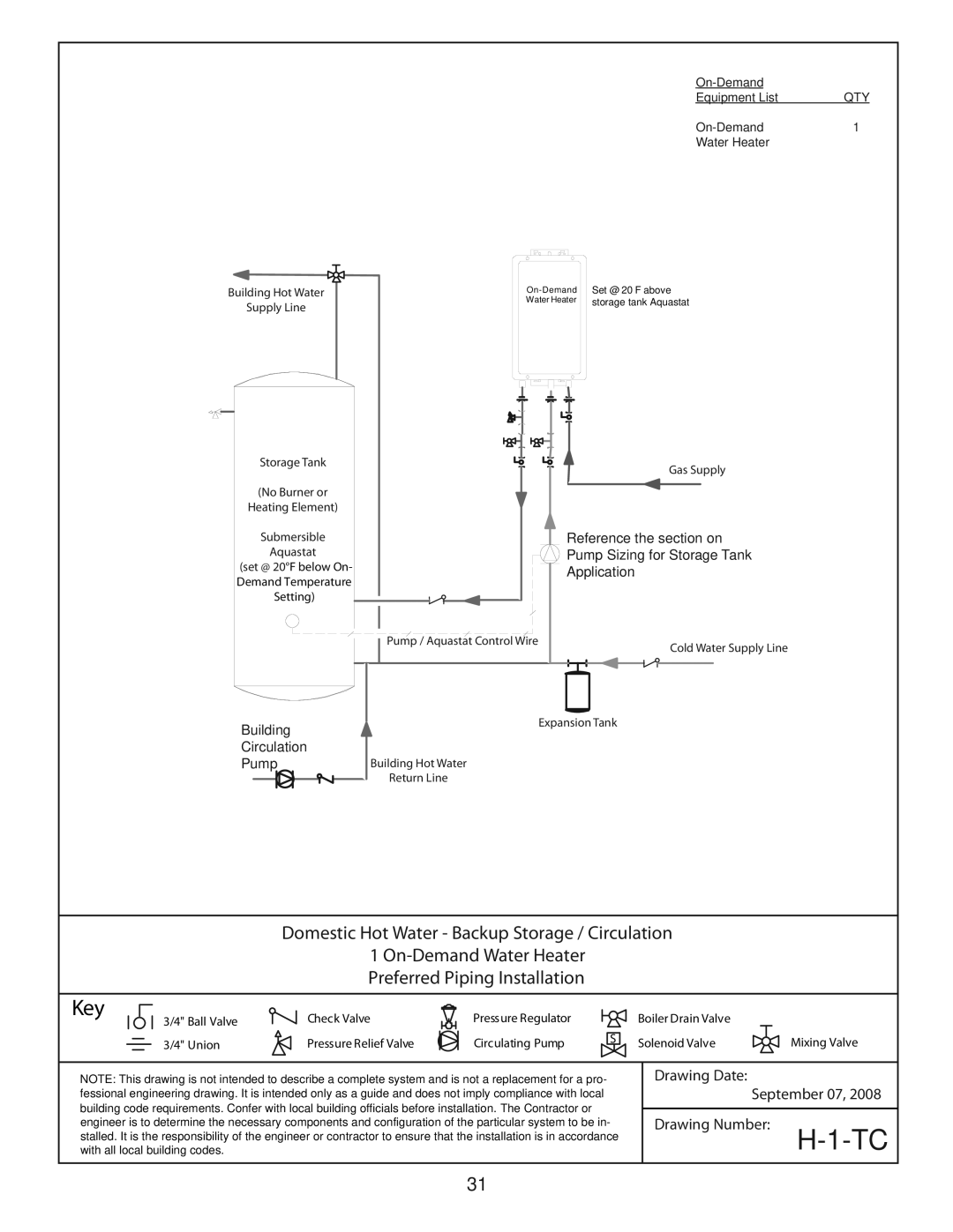 A.O. Smith 186965-001, 505 Series 100, 705 Series 100, 305 Series 100 manual Pump Sizing for Storage Tank 