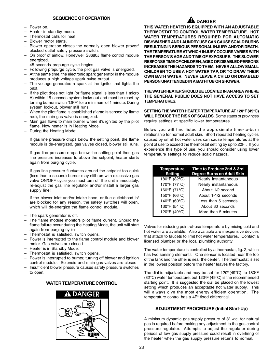 A.O. Smith BTP(V)-540A, 650A, 740A warranty Sequence of Operation 