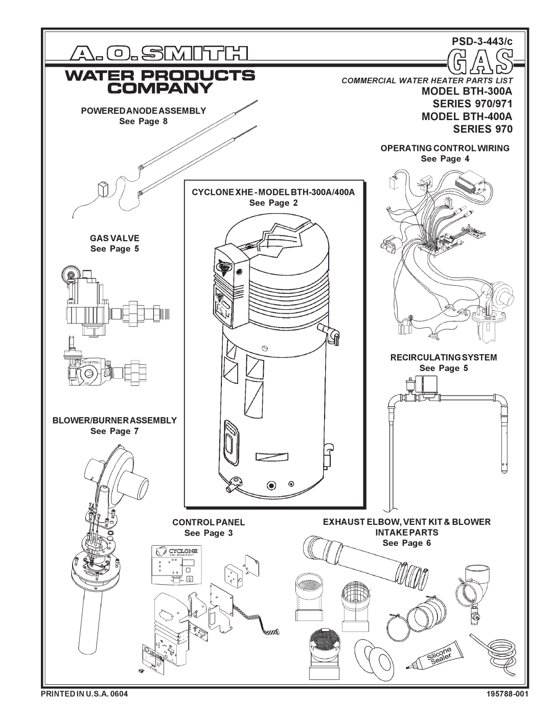 A.O. Smith 970 Series manual Model BTH-300A 