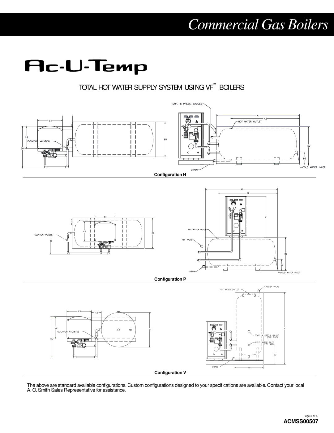 A.O. Smith ACMSS00507 specifications Commercial Gas Boilers 