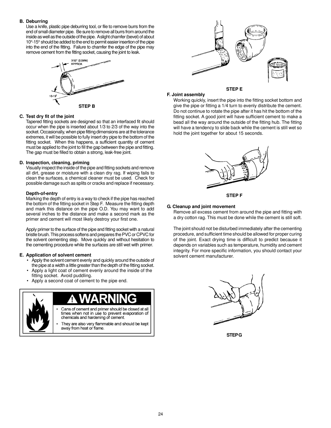 A.O. Smith ARGSS02708 instruction manual Step B, Step E, Step F, Step G 