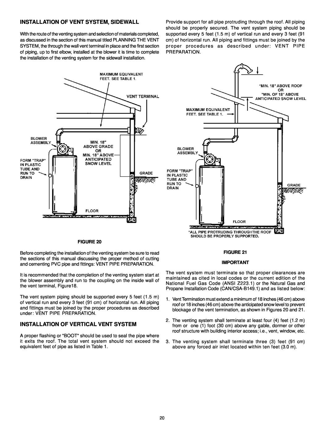 A.O. Smith ARGSS02708 instruction manual Installation Of Vent System, Sidewall, Installation Of Vertical Vent System 