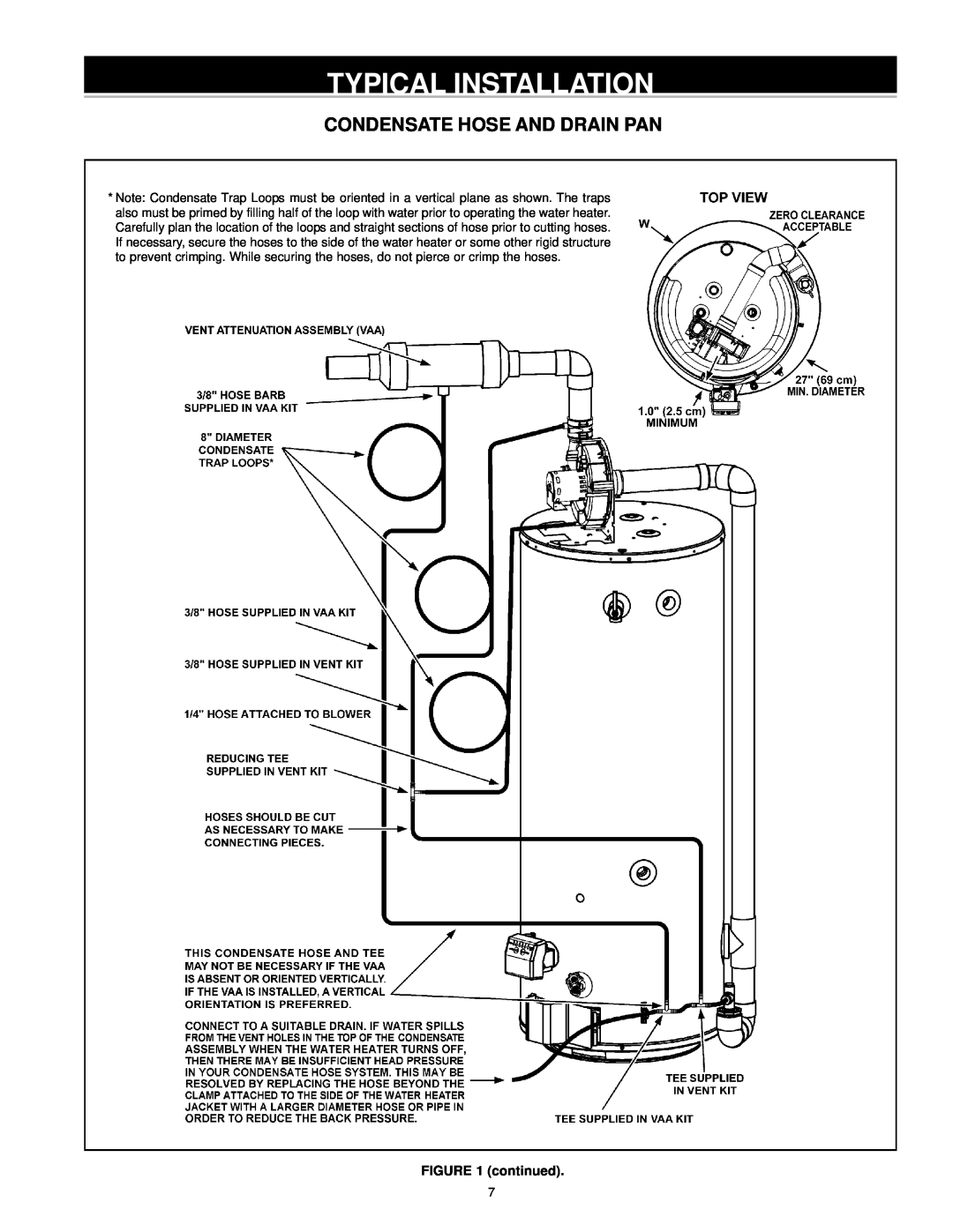 A.O. Smith ARGSS02708 instruction manual Condensate Hose And Drain Pan, Typical Installation, continued 
