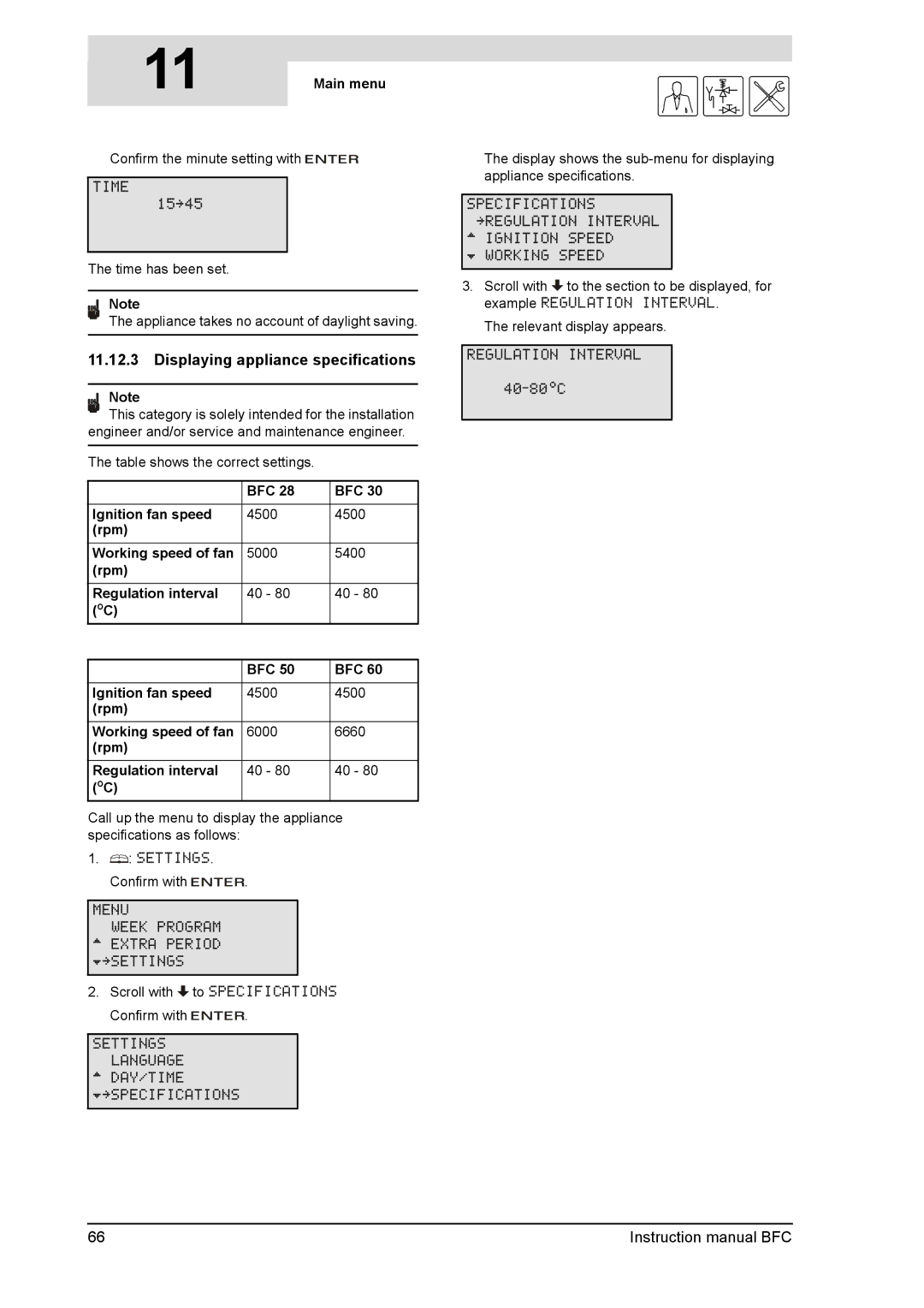 A.O. Smith BFC - 60, BFC - 30 service manual Displaying appliance specifications 