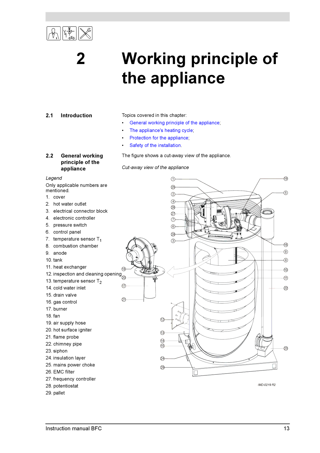 A.O. Smith BFC - 80, BFC -100 service manual Working principle of the appliance, General working principle of the appliance 