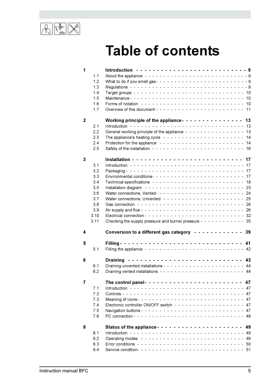 A.O. Smith BFC - 80, BFC -100 service manual Table of contents 