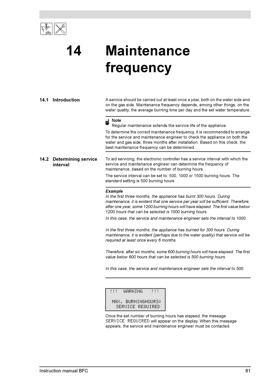 A.O. Smith BFC - 80, BFC -100 service manual Maintenance frequency, Interval 