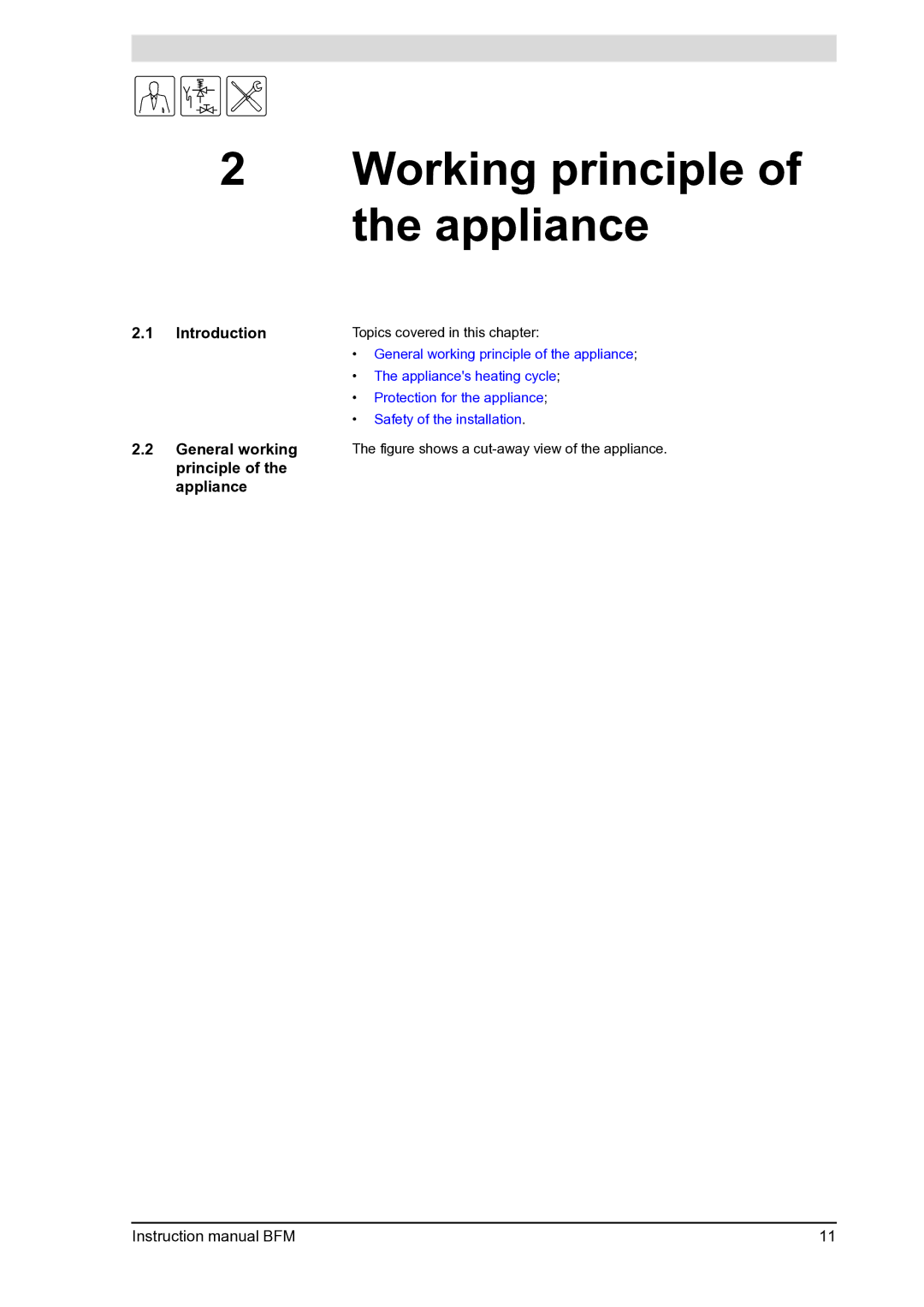 A.O. Smith BFM - 120, BFM - 100 manual Working principle of the appliance, General working, Principle Appliance 