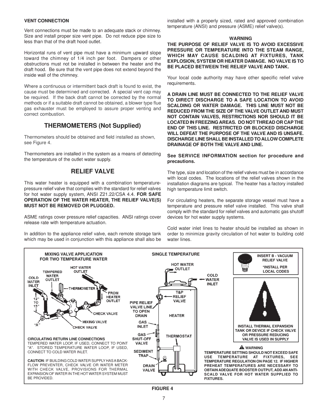 A.O. Smith BT- 80 warranty Relief Valve, Vent Connection 