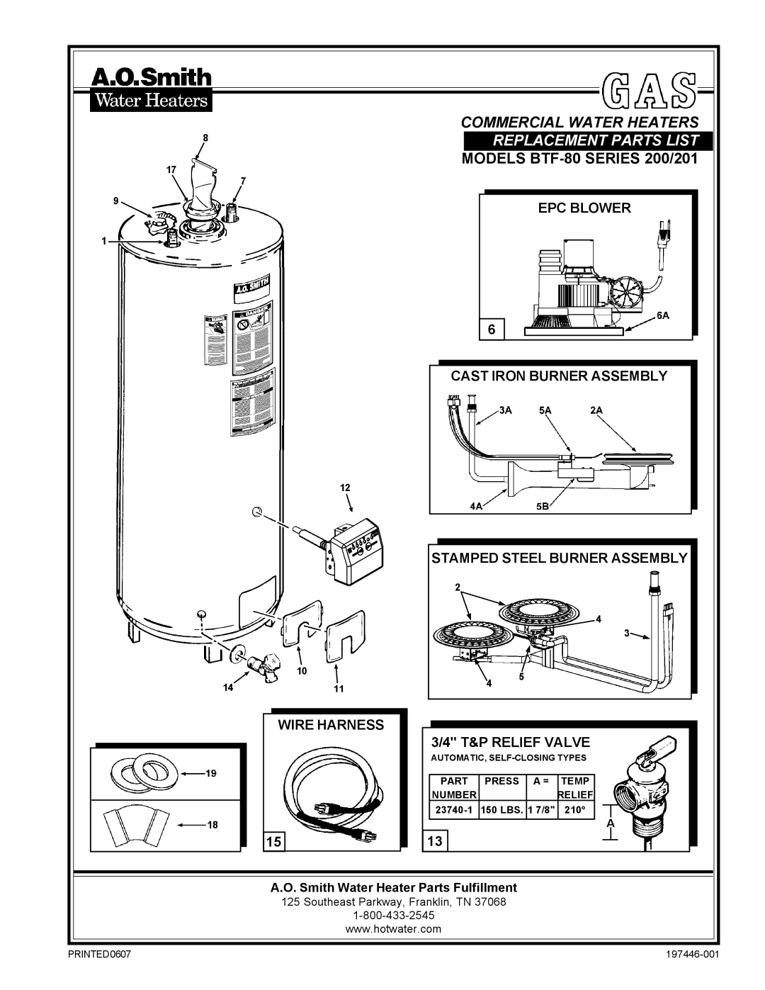 A.O. Smith BTF-80 manual Wire Harness 