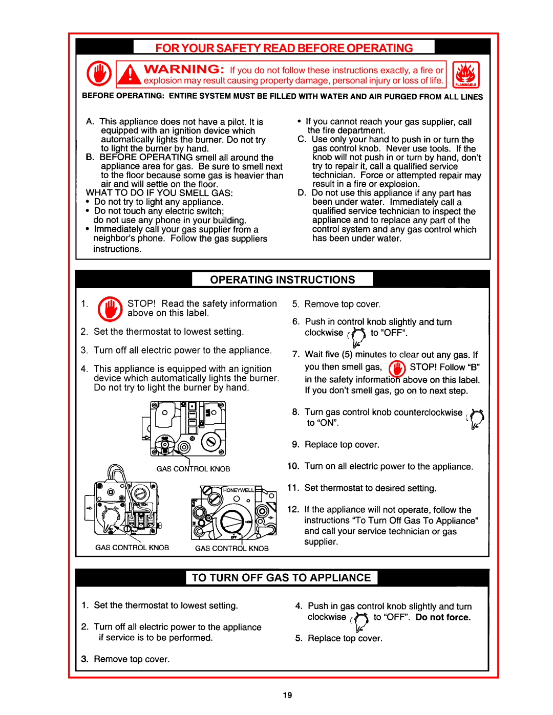 A.O. Smith BTH 120 - 250 warranty For Your Safety Read Before Operating 