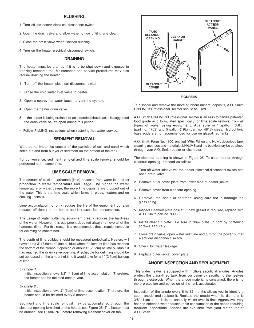 A.O. Smith BTH 120-250(A) Flushing, Draining, Sediment Removal, Lime Scale Removal, Anode Inspection and Replacement 