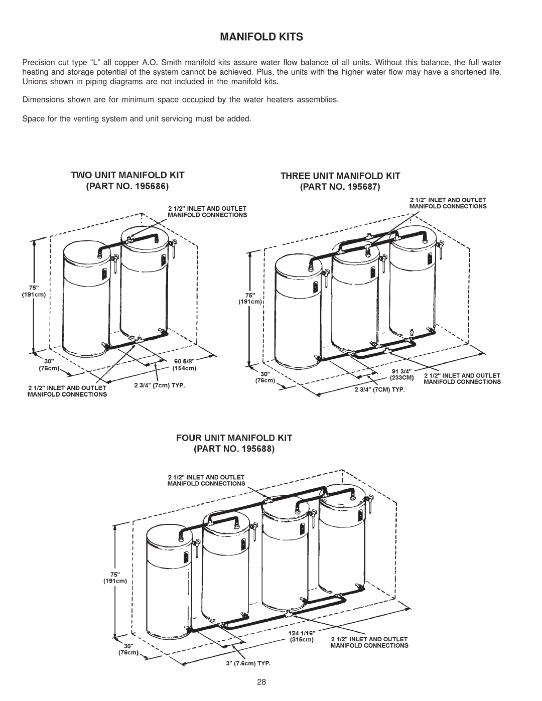 A.O. Smith BTH 120-250(A) warranty Manifold Kits 