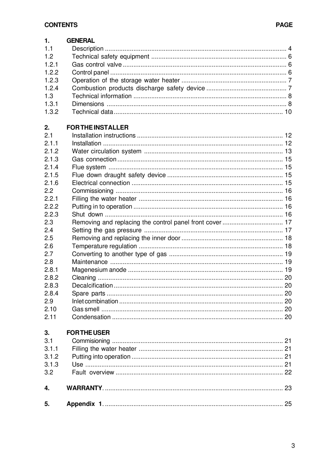 A.O. Smith BTI 100 G, BTI 85 G manual Contents General 