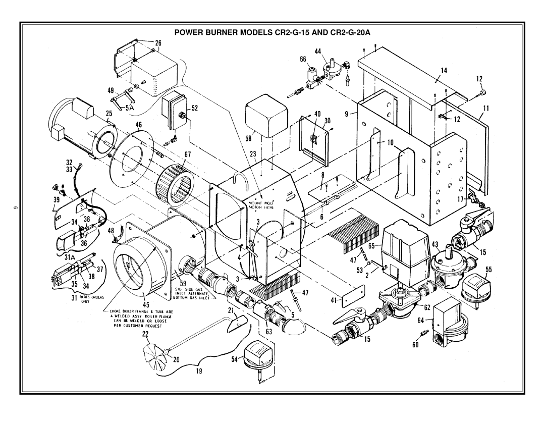 A.O. Smith BTP-600-700, BTP-300-300, BTP-200-1500, BTP-400-600, BTP-600-2500 manual Power Burner Models CR2-G-15 and CR2-G-20A 