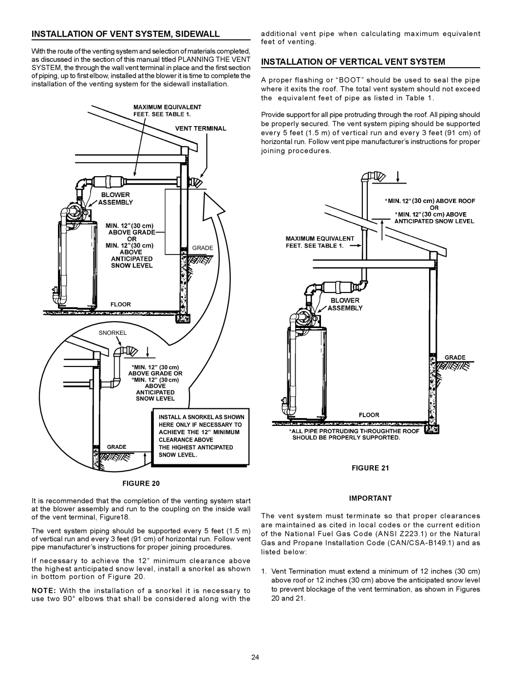 A.O. Smith BTX-80 SERIES 100 instruction manual Installation of Vent SYSTEM, Sidewall, Installation of Vertical Vent System 