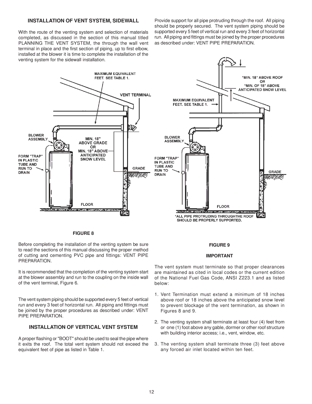 A.O. Smith BTX-80 warranty Installation of Vent SYSTEM, Sidewall, Installation of Vertical Vent System 